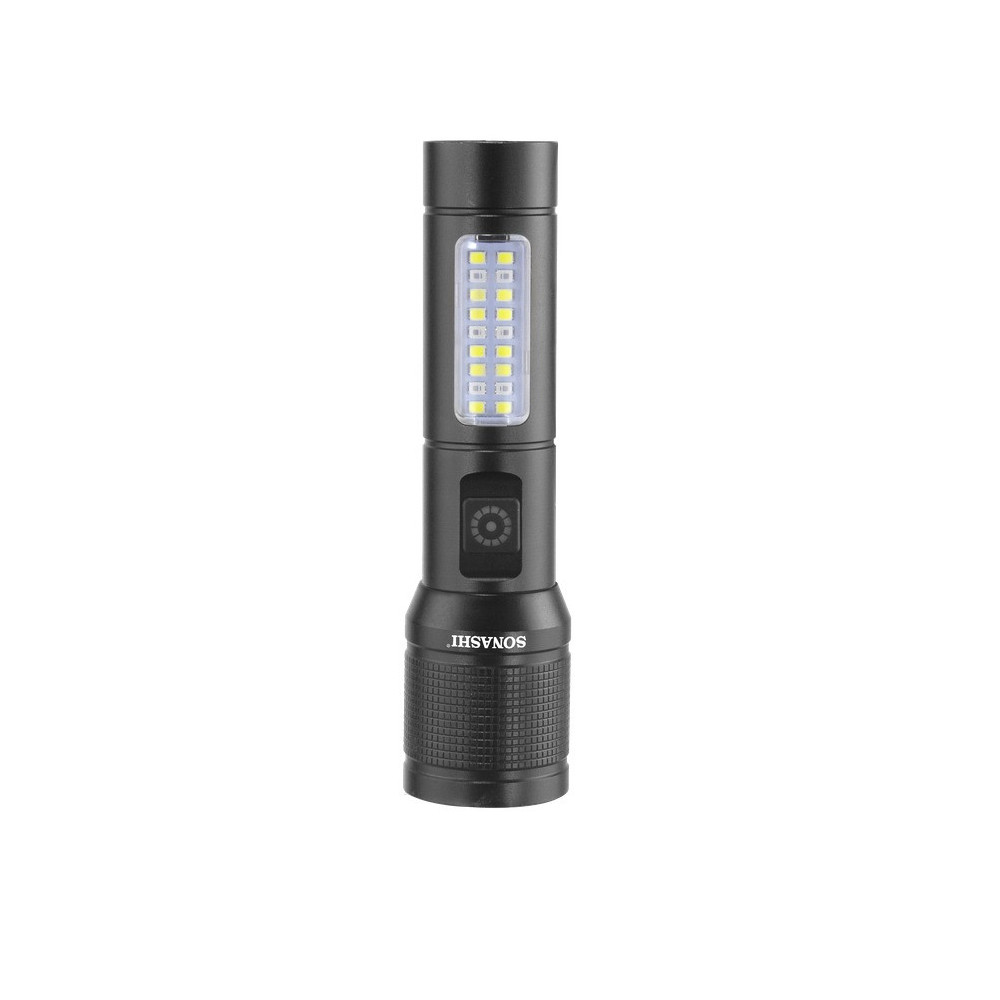 Sonashi Rechargeable LED Torch With Zoom Function, SLT-683Z, Black