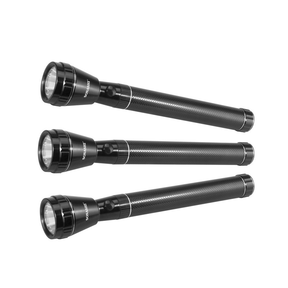 Sonashi Rech LED Torch, 3 Pieces, SLT-3611, Black