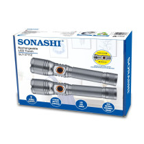 Sonashi Rechargeable LED Torch With Zoom Function, 2 Pieces