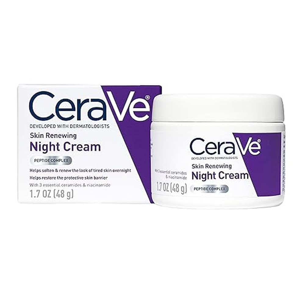 CeraVe Skin Renewing Night Cream Niacinamide, Peptide Complex, and Hyaluronic Acid Moisturizer for Face 1.7 Ounce
