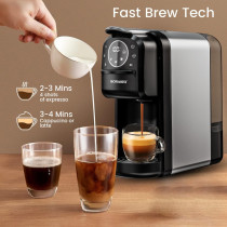 Sonashi 3 In 1 Multi-Function Espresso Coffee Machine, Black-Grey
