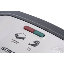 Sonashi Non Stick Grill Plate Sandwich Maker 750W, (Black-Silver)