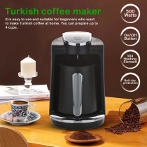 Sonashi Turkish Coffee Machine, Black-Silver, 500W