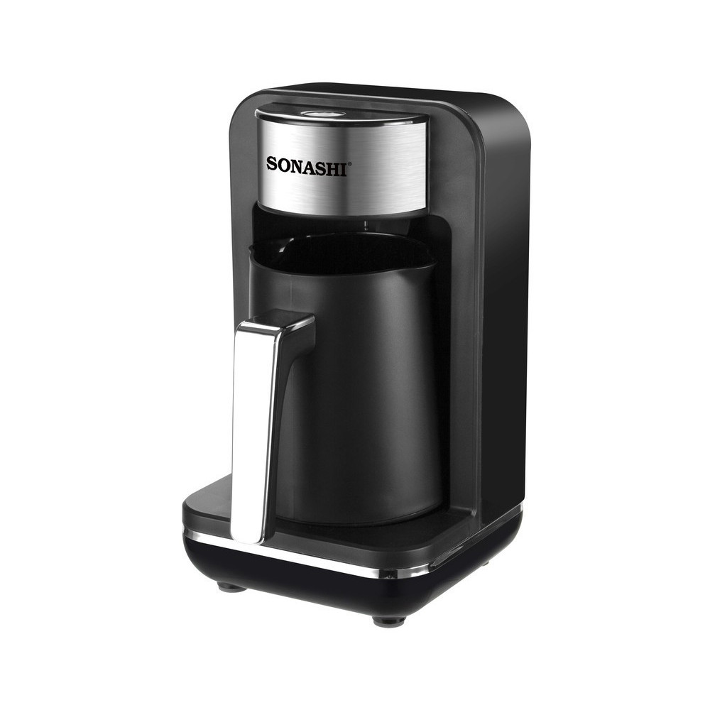 Sonashi Turkish Coffee Machine, Black-Silver, 500W, 400 ML