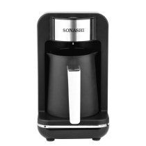 Sonashi Turkish Coffee Machine, Black-Silver, 500W, 400 ML