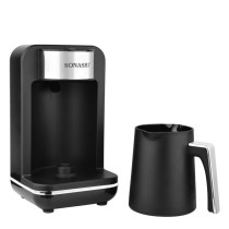 Sonashi Turkish Coffee Machine, Black-Silver, 500W, 400 ML