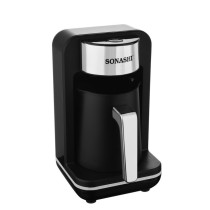 Sonashi Turkish Coffee Machine, Black-Silver, 500W, 400 ML