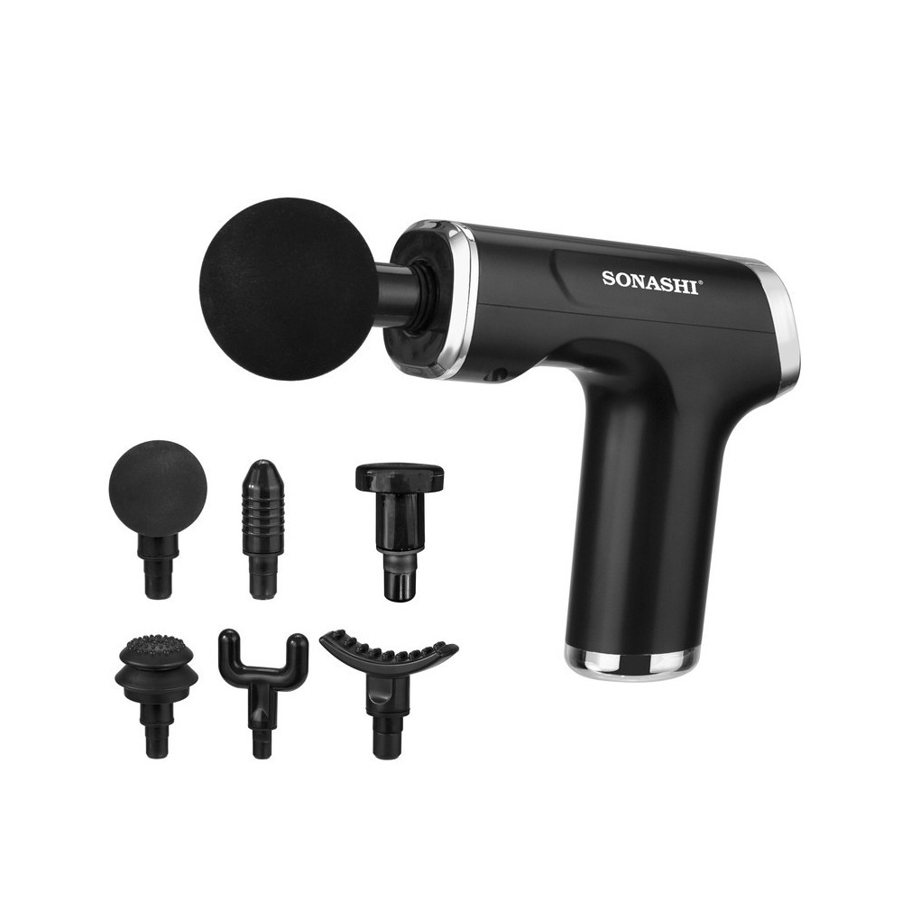 Sonashi 6 In 1 Rechargeable Gun Massager, Black