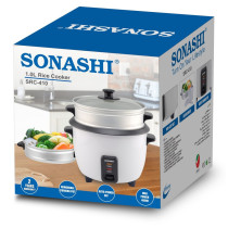Sonashi 1 Litre Rice Cooker With Steamer, White