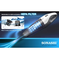 Sonashi Rechargeable Vacuum Cleaner 60 W, White/Grey