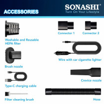 Sonashi Rechargeable Vacuum Cleaner 60 W, White/Grey