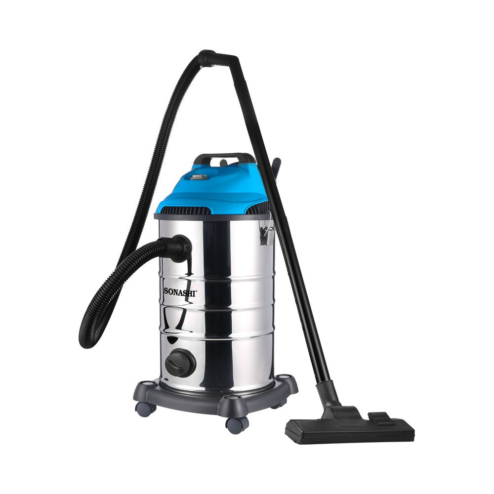 Sonashi 1600W 30L Wet And Dry Vacuum Cleaner, Silver-Blue
