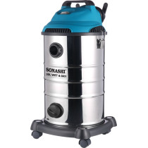 Sonashi 1600W 30L Wet And Dry Vacuum Cleaner, Silver-Blue