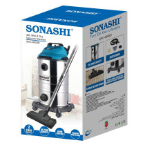 Sonashi 1600W 30L Wet And Dry Vacuum Cleaner, Silver-Blue