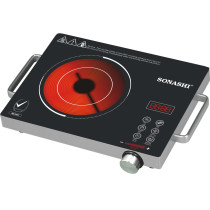 Sonashi Infrared Ceramic Stove/Cooker 2000W, Black/Silver