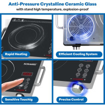 Sonashi Infrared Ceramic Stove/Cooker 2000W, Black/Silver