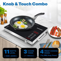 Sonashi Infrared Ceramic Stove/Cooker 2000W, Black/Silver