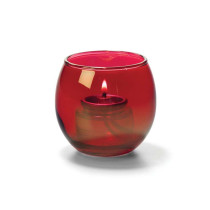 Hollowick Candle Holder, Ruby Lustre Glass, Small Bubble