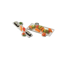 Amc Porcelain Trays With Built-In Sauce Cups, 13 Inch L X 9