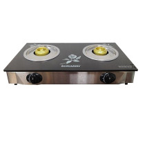 Sonashi Two Gas Burner Full Safety Glass, Black
