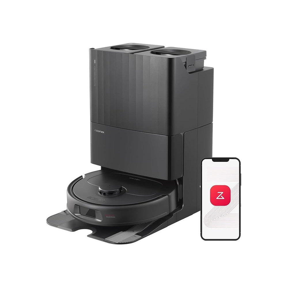 Roborock Qrevo S Robot Vacuum And Mop, Self-Drying, Auto Mop Washing, 7000Pa Suction, Self-Emptying And Refilling, 10Mm Mop Lifting, 200Rpm Spinning Mops, Smart Obstacle Avoidance, Black