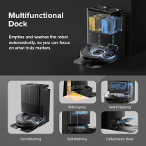 Roborock Qrevo S Robot Vacuum And Mop, Self-Drying, Auto Mop Washing, 7000Pa Suction, Self-Emptying And Refilling, 10Mm Mop Lifting, 200Rpm Spinning Mops, Smart Obstacle Avoidance, Black