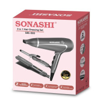 Sonashi 3 In 1 Hair Dressing Set Hair Dryer Staightener And Curler, Grey