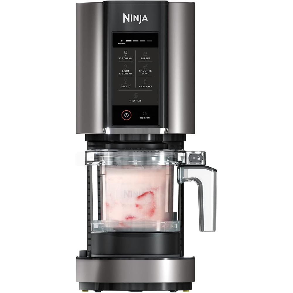 Ninja Creami Ice Cream Maker And Dessert Machine With 3 Containers, 7 Programmes, Making Ice Cream, Gelato, Sorbet, Smoothie Bowls, Milkshakes And More, Black/Silver, 1.4 L Ice Cream Capacity, NC300EU