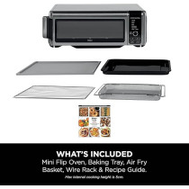 Ninja Foodi 8-In-1 Flip Oven, Portable Mini Oven For Countertop And Work Surfaces, Multifunctional Oven With 8 Cooking Functions; Air Fry, Roast, Grill, Bake And More, Silver/Black, SP101ME