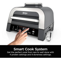 Ninja DG551 Foodi Smart Xl 6-In-1 Indoor Grill With Air Fry, Roast, Bake, Broil, And Dehydrate, Foodi Smart Thermometer, 2Nd Generation, Black/Silver