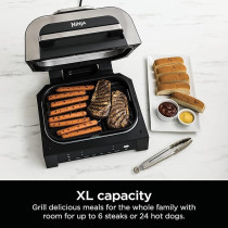 Ninja DG551 Foodi Smart Xl 6-In-1 Indoor Grill With Air Fry, Roast, Bake, Broil, And Dehydrate, Foodi Smart Thermometer, 2Nd Generation, Black/Silver