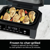 Ninja DG551 Foodi Smart Xl 6-In-1 Indoor Grill With Air Fry, Roast, Bake, Broil, And Dehydrate, Foodi Smart Thermometer, 2Nd Generation, Black/Silver