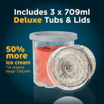 Ninja Creami Deluxe Ice Cream Maker And Frozen Dessert Maker With 3 Tubs, 10 Functions, Makes Ice Cream, Gelato, Sorbet, Frozen Yoghurt, Milkshakes, Slushi And More, 2-In-1 Flavour Option, Silver/Black, NC501ME