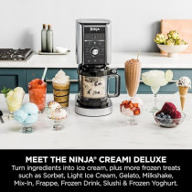 Ninja Creami Deluxe Ice Cream Maker And Frozen Dessert Maker With 3 Tubs, 10 Functions, Makes Ice Cream, Gelato, Sorbet, Frozen Yoghurt, Milkshakes, Slushi And More, 2-In-1 Flavour Option, Silver/Black, NC501ME