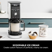 Ninja Creami Deluxe Ice Cream Maker And Frozen Dessert Maker With 3 Tubs, 10 Functions, Makes Ice Cream, Gelato, Sorbet, Frozen Yoghurt, Milkshakes, Slushi And More, 2-In-1 Flavour Option, Silver/Black, NC501ME