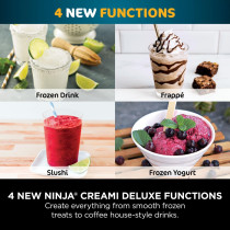 Ninja Creami Deluxe Ice Cream Maker And Frozen Dessert Maker With 3 Tubs, 10 Functions, Makes Ice Cream, Gelato, Sorbet, Frozen Yoghurt, Milkshakes, Slushi And More, 2-In-1 Flavour Option, Silver/Black, NC501ME