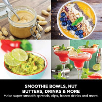 Ninja Foodi Max Power Nutri Blender 2-In-1, Blend Smoothie Bowls, Thick Spreads And Frozen Drinks, Automatic Programs, Smarttorque, 1L Jug With Power Paddle, 2X 700Ml Cups, 1100W, Silver, CB150ME