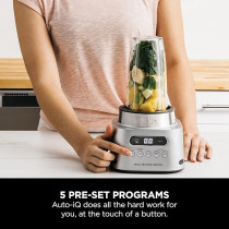 Ninja Foodi Max Power Nutri Blender 2-In-1, Blend Smoothie Bowls, Thick Spreads And Frozen Drinks, Automatic Programs, Smarttorque, 1L Jug With Power Paddle, 2X 700Ml Cups, 1100W, Silver, CB150ME