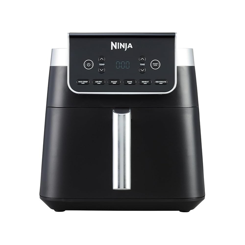 Ninja Air Fryer Max Pro, 6.2L, Uses No Oil, Large Square Single Drawer, Roast, Bake, Air Fry, Family Size, Digital, Cook From Frozen, Non-Stick, Dishwasher Safe Basket And Crisper Plate, Black, AF180ME