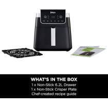 Ninja Air Fryer Max Pro, 6.2L, Uses No Oil, Large Square Single Drawer, Roast, Bake, Air Fry, Family Size, Digital, Cook From Frozen, Non-Stick, Dishwasher Safe Basket And Crisper Plate, Black, AF180ME