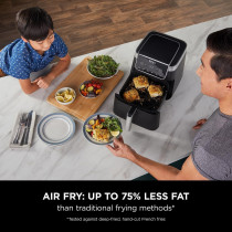 Ninja Air Fryer Max Pro, 6.2L, Uses No Oil, Large Square Single Drawer, Roast, Bake, Air Fry, Family Size, Digital, Cook From Frozen, Non-Stick, Dishwasher Safe Basket And Crisper Plate, Black, AF180ME