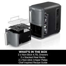 Ninja Double Stack Xl Air Fryer, Vertical Dual Drawer Air Fryer With 4 Cooking Levels, 2 Drawers And 2 Racks, Space Saving Design, 9.5L Capacity, 6 Cooking Functions, 8 Portions, Grey, SL400ME