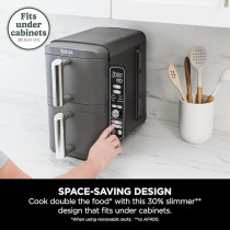 Ninja Double Stack Xl Air Fryer, Vertical Dual Drawer Air Fryer With 4 Cooking Levels, 2 Drawers And 2 Racks, Space Saving Design, 9.5L Capacity, 6 Cooking Functions, 8 Portions, Grey, SL400ME