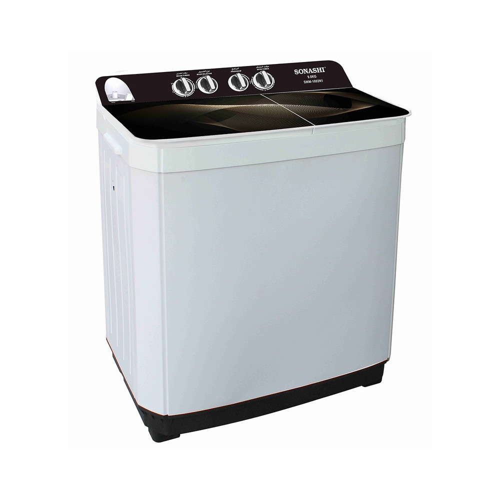 Sonashi 10 Kgs Top Loading Semi Automatic Washing Machine, White/Black
