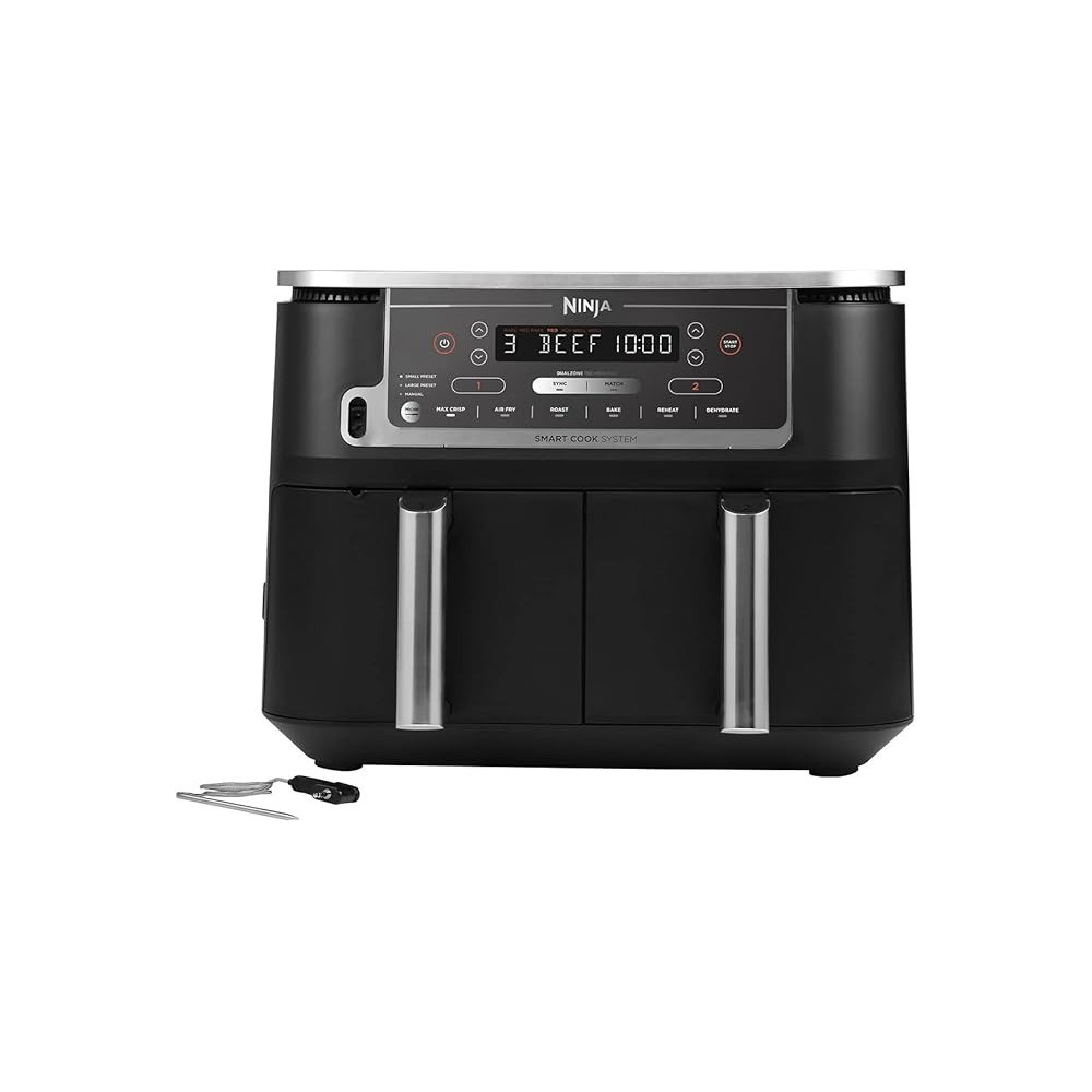 Ninja Foodi Max Dual Zone Air Fryer, Smart Cook System, 9.5L, 2 Drawers, 6 Functions, Grey, AF451UK