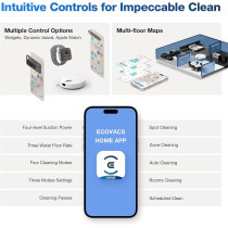 Ecovacs Deebot N30 Pro Omni Robot Vacuum Cleaner With Mop Function, 10000 Pa Suction Power, Zerotangle 2.0 Technology, Truedge Edge Cleaning, 60 Degree C Hot Water Mop Cleaning, Hot Air Drying, White