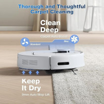 Ecovacs Deebot N30 Pro Omni Robot Vacuum Cleaner With Mop Function, 10000 Pa Suction Power, Zerotangle 2.0 Technology, Truedge Edge Cleaning, 60 Degree C Hot Water Mop Cleaning, Hot Air Drying, White