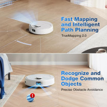Ecovacs Deebot N30 Pro Omni Robot Vacuum Cleaner With Mop Function, 10000 Pa Suction Power, Zerotangle 2.0 Technology, Truedge Edge Cleaning, 60 Degree C Hot Water Mop Cleaning, Hot Air Drying, White