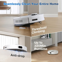Ecovacs Deebot N30 Pro Omni Robot Vacuum Cleaner With Mop Function, 10000 Pa Suction Power, Zerotangle 2.0 Technology, Truedge Edge Cleaning, 60 Degree C Hot Water Mop Cleaning, Hot Air Drying, White