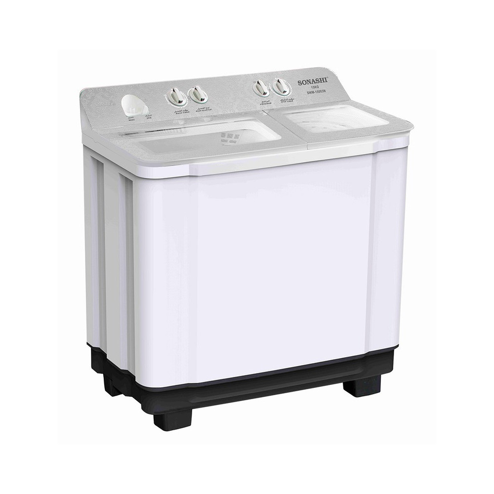 Sonashi 15 Kg Top Loading Semi Automatic Washing Machine, White/Black